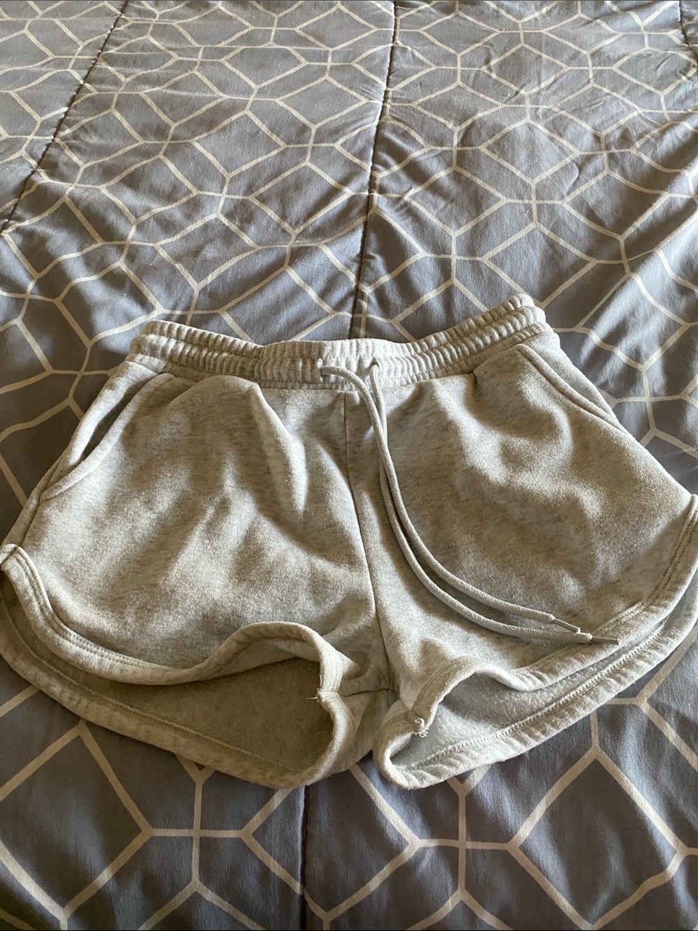 Women's Grey Athletic Drawstring Shorts